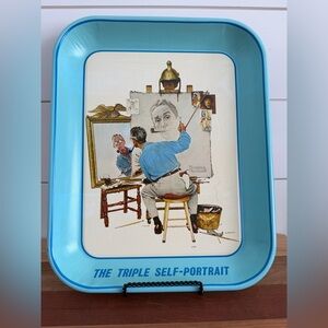 Norman Rockwell Collector Tray “Triple Self Portrait “